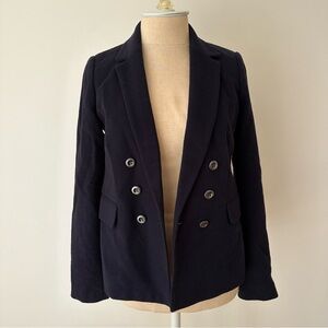 MADEWELL Navy Wool Cashmere Blend Fitted Double Breasted Blazer